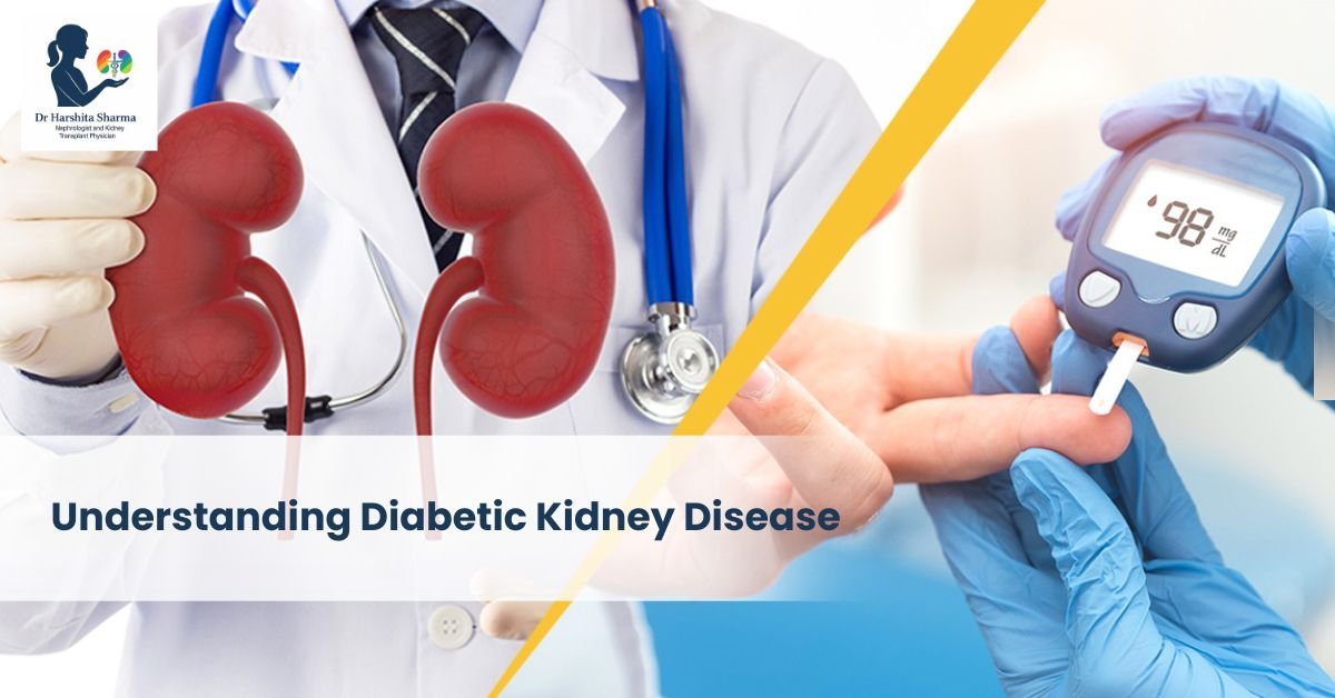 Doctor holding kidney model and a blood sugar test representing Diabetic Kidney Disease awareness