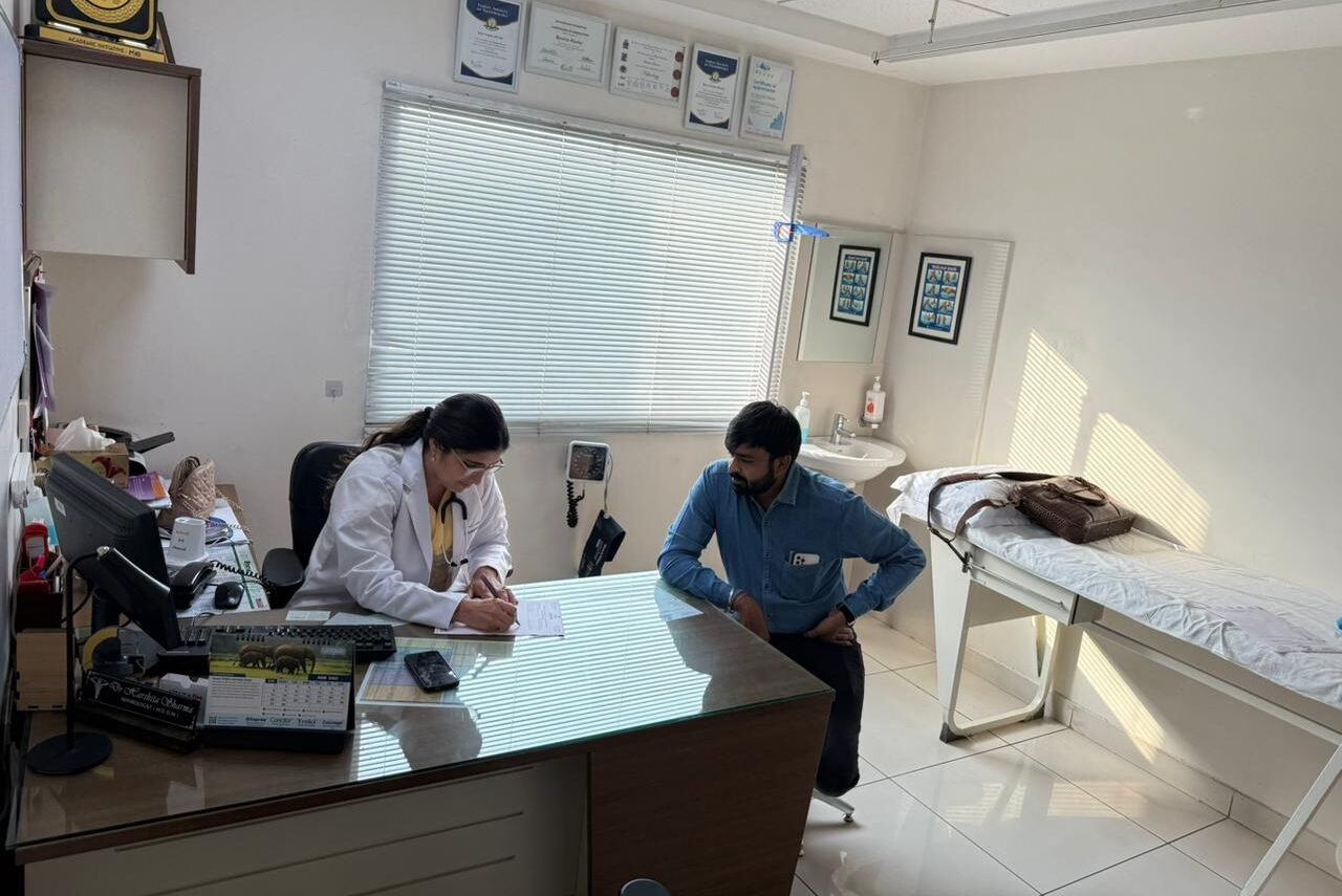 Dr. Harshita Sharma consulting a patient during OPD at her clinic in Bhopal.