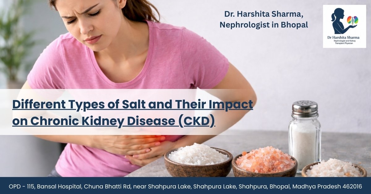 Woman experiencing stomach discomfort with different types of salt showing impact on chronic kidney disease and CKD treatment in Bhopal